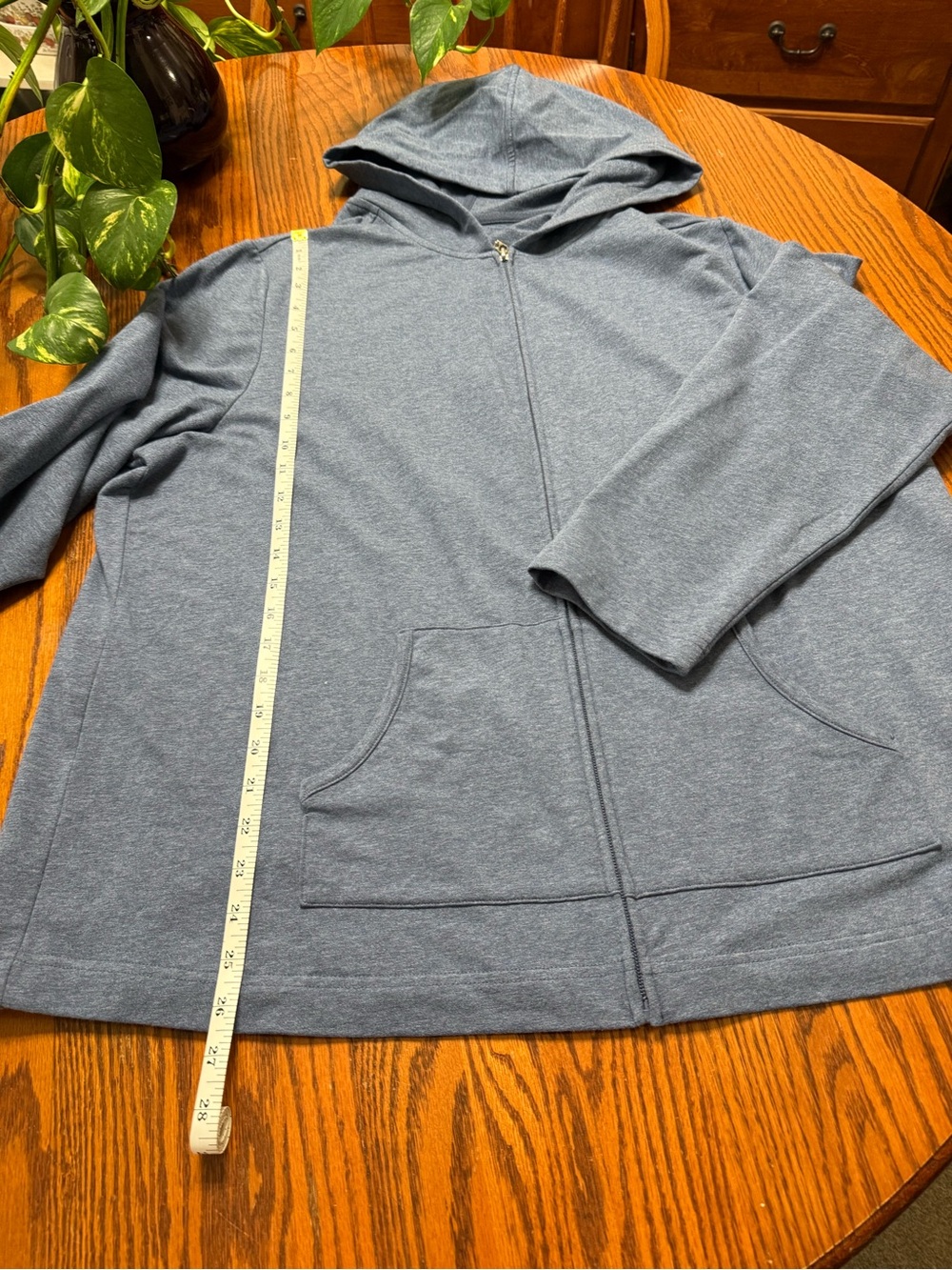 Karen Scott Heather Blue Full-Zip Hooded Jacket Plus Size 1X - Picture 5 of 9